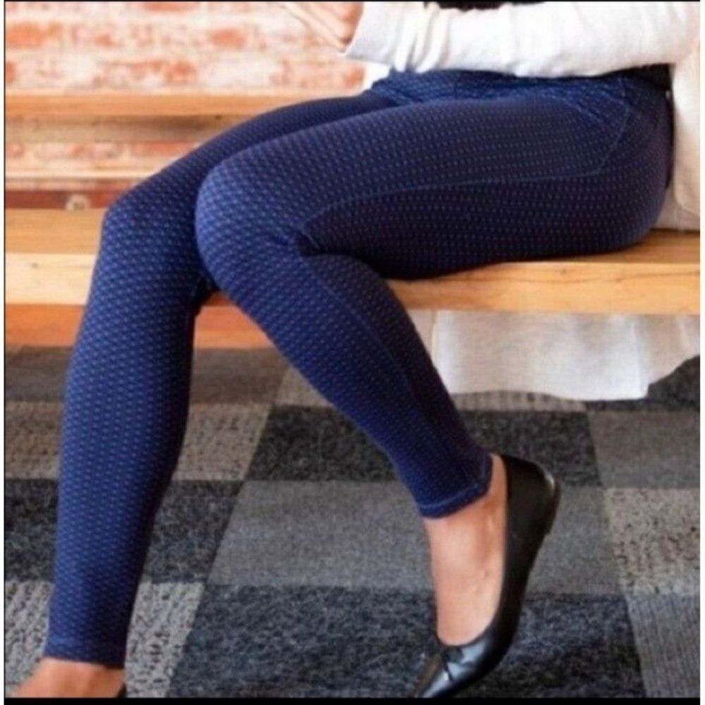 Betabrand Pants Bootcut Yoga Career  Blue Heartline‎ Mini Hearts Petite Large